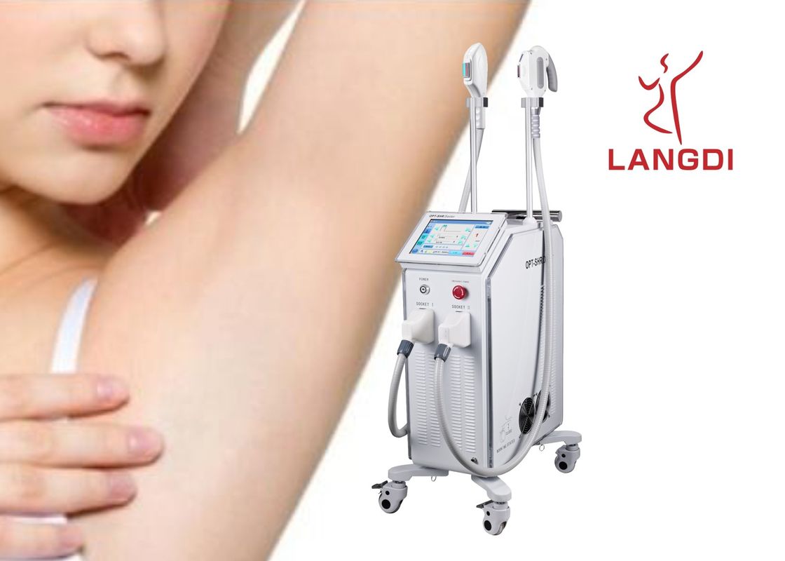 2 Handpieces OPT SHR IPL+ DIODE LASER Technology For Hair Removal / Skin Rejuvenation